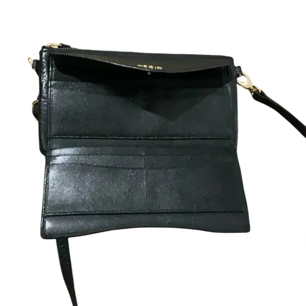 Lodis Black Crossbody / Wristlet with Gold Accents